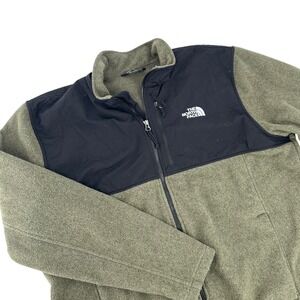 The North Face Mens XL Full Zip Fleece Jacket Olive Green Black Denali Style